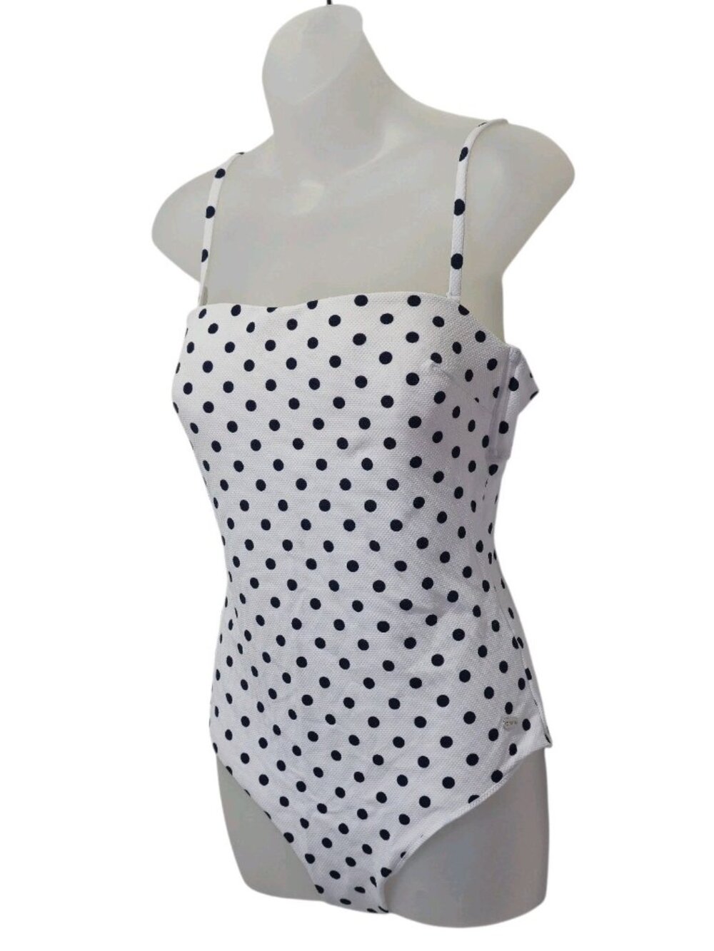 Emporio Armani Padded Band Polka Dot Cheeky Swimsuit Women's XL White / Black